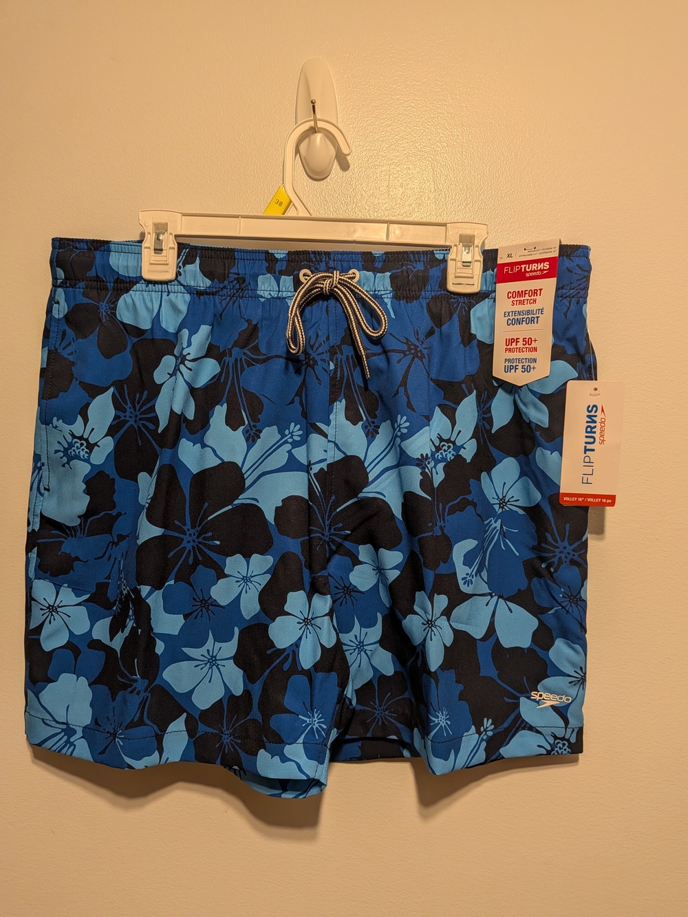 Speedo Men’s Blue and Black Floral Swim Trunks